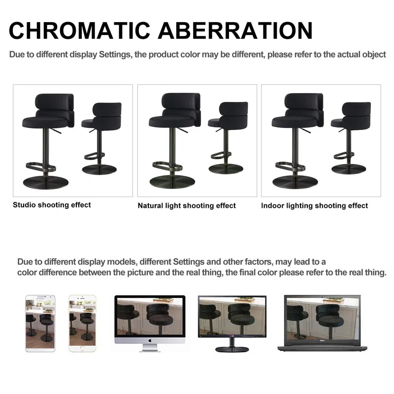 Giacamoz Adjustable Height Swivel Velvet Counter and Bar stool in Stainless Steel