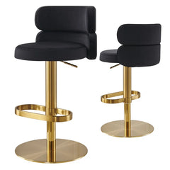 Giacamoz Adjustable Height Swivel Velvet Counter and Bar stool in Stainless Steel