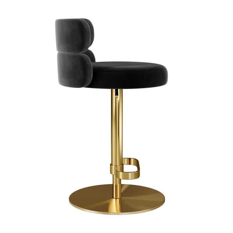 Giacamoz Adjustable Height Swivel Velvet Counter and Bar stool in Stainless Steel