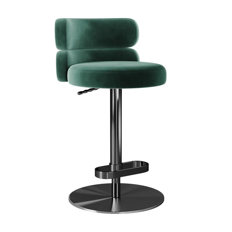 Giacamoz Adjustable Height Swivel Velvet Counter and Bar stool in Stainless Steel