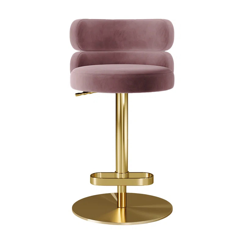 Giacamoz Adjustable Height Swivel Velvet Counter and Bar stool in Stainless Steel