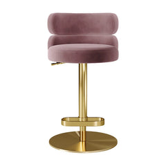 Giacamoz Adjustable Height Swivel Velvet Counter and Bar stool in Stainless Steel