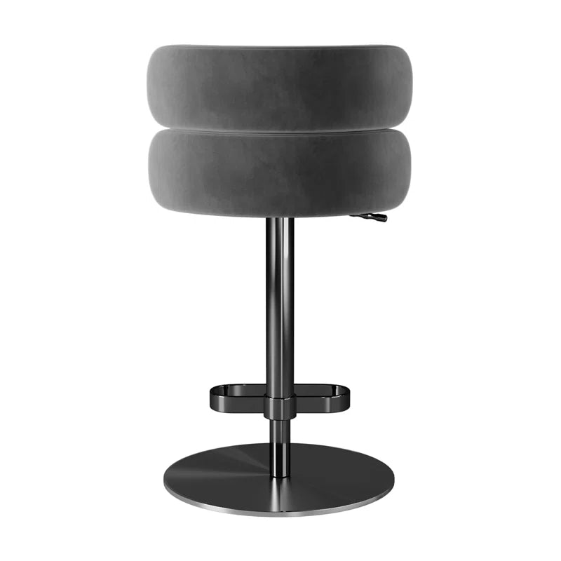 Giacamoz Adjustable Height Swivel Velvet Counter and Bar stool in Stainless Steel