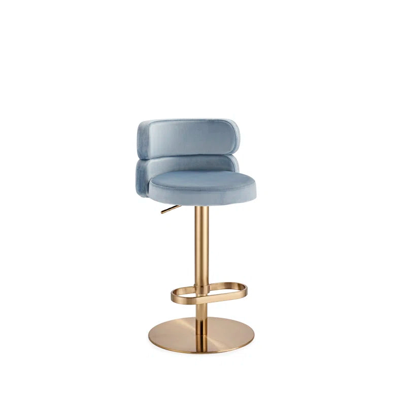 Giacamoz Adjustable Height Swivel Velvet Counter and Bar stool in Stainless Steel