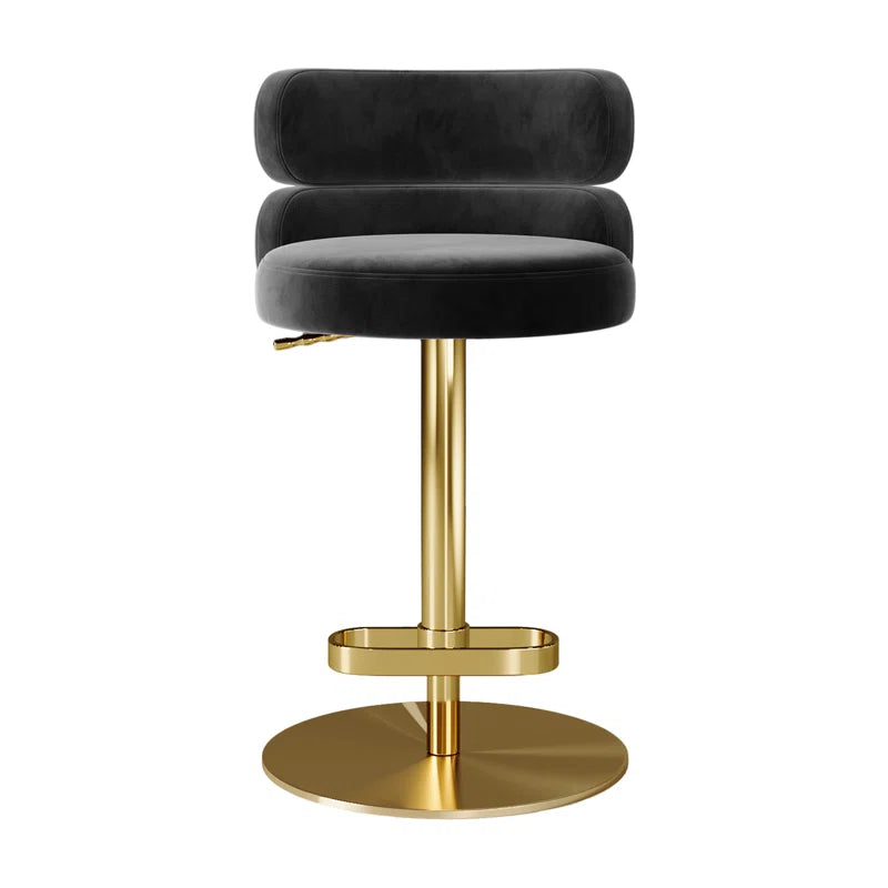 Giacamoz Adjustable Height Swivel Velvet Counter and Bar stool in Stainless Steel