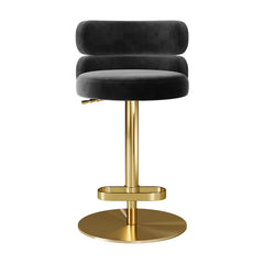 Giacamoz Adjustable Height Swivel Velvet Counter and Bar stool in Stainless Steel