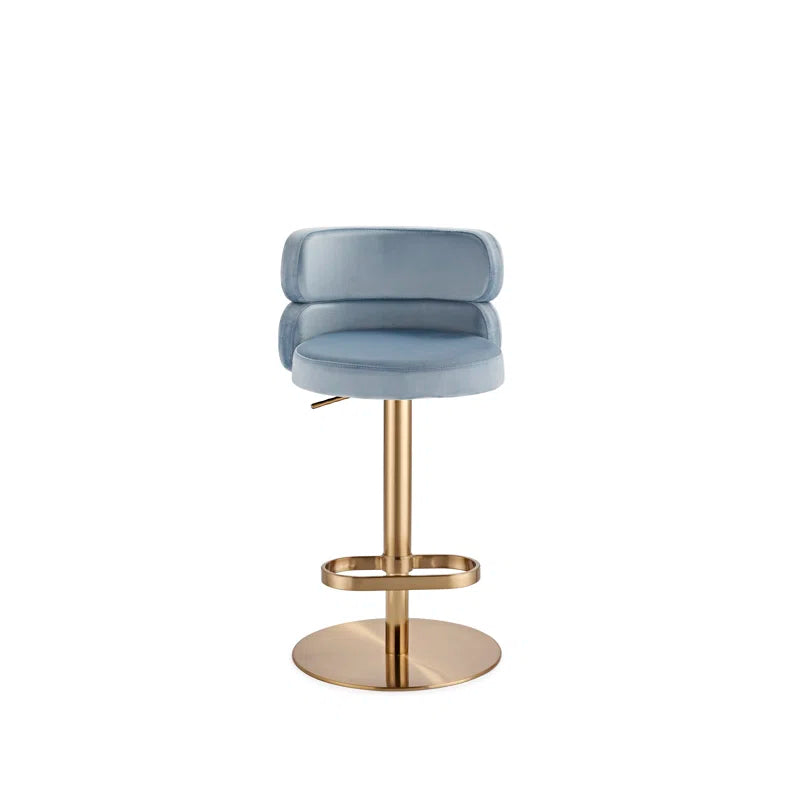 Giacamoz Adjustable Height Swivel Velvet Counter and Bar stool in Stainless Steel