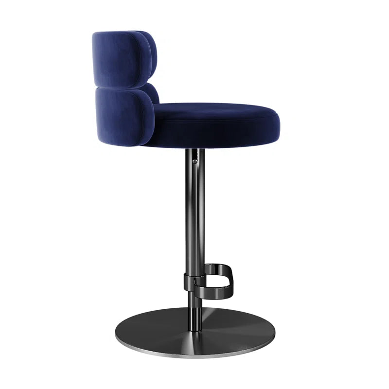 Giacamoz Adjustable Height Swivel Velvet Counter and Bar stool in Stainless Steel