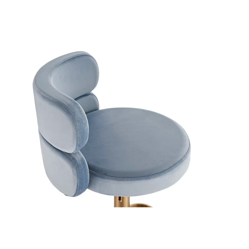 Giacamoz Adjustable Height Swivel Velvet Counter and Bar stool in Stainless Steel