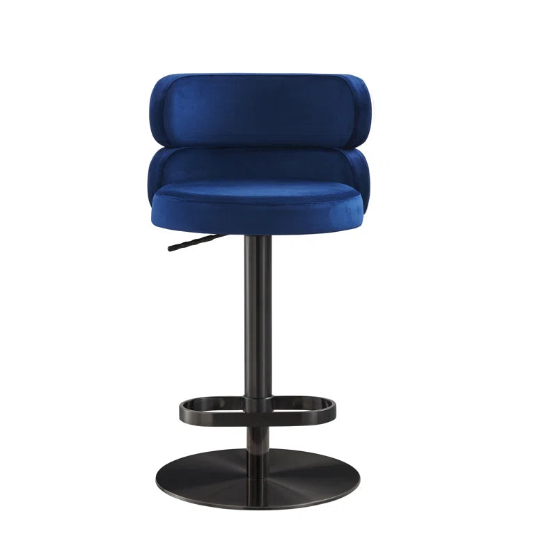 Giacamoz Adjustable Height Swivel Velvet Counter and Bar stool in Stainless Steel