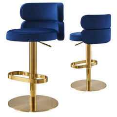 Giacamoz Adjustable Height Swivel Velvet Counter and Bar stool in Stainless Steel