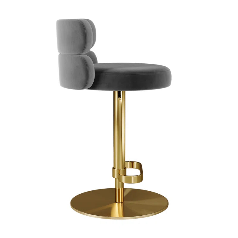 Giacamoz Adjustable Height Swivel Velvet Counter and Bar stool in Stainless Steel