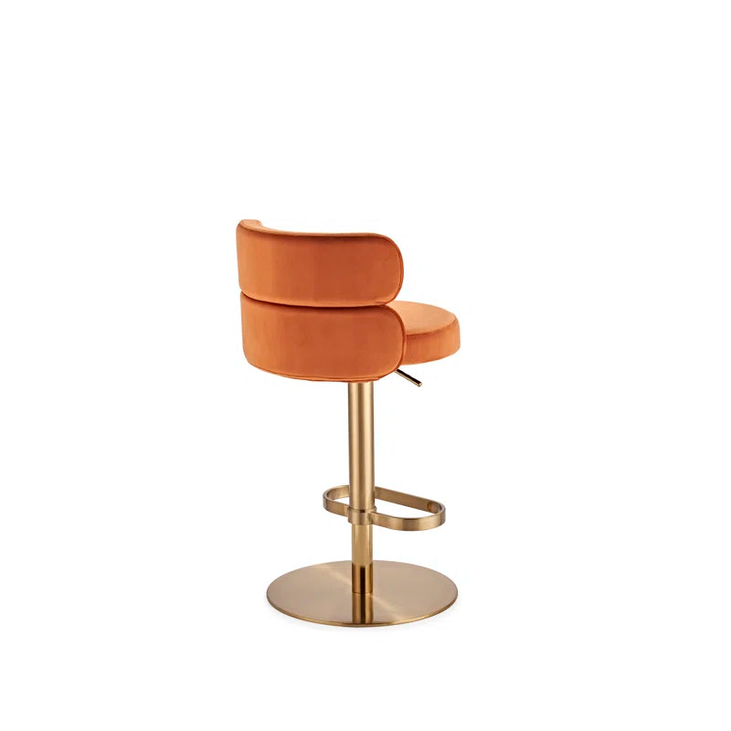 Giacamoz Adjustable Height Swivel Velvet Counter and Bar stool in Stainless Steel