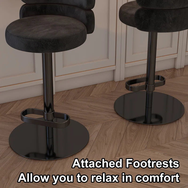 Giacamoz Adjustable Height Swivel Velvet Counter and Bar stool in Stainless Steel