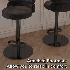 Giacamoz Adjustable Height Swivel Velvet Counter and Bar stool in Stainless Steel