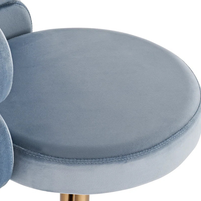 Giacamoz Adjustable Height Swivel Velvet Counter and Bar stool in Stainless Steel