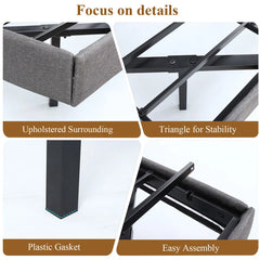 Floating Upholstered Metal Platform Bed