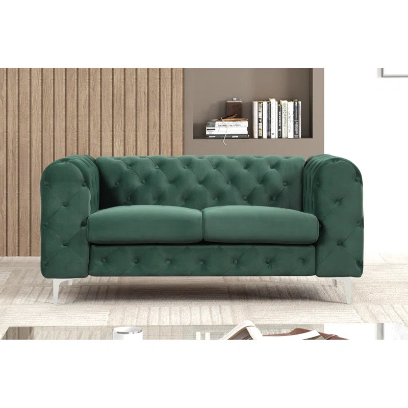 Godeuso 3 - Piece Velvet Living Room Luxury Sofa Set