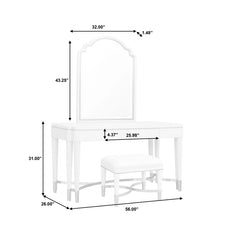 Bandrito Grace Vanity And Mirror Set With Stool - Wooden Bazar