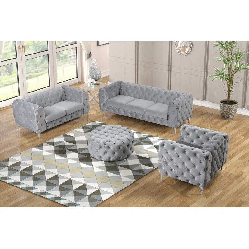 Grafordo 4 - Piece Velvet Living Room Luxury Sofa Set