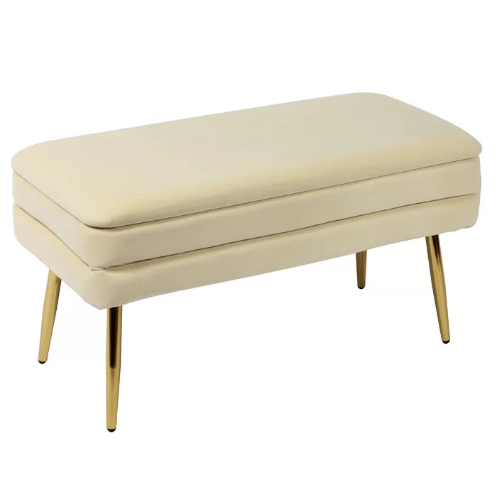 Kiuen Polyester Upholstered Storage Bench - Wooden bazar