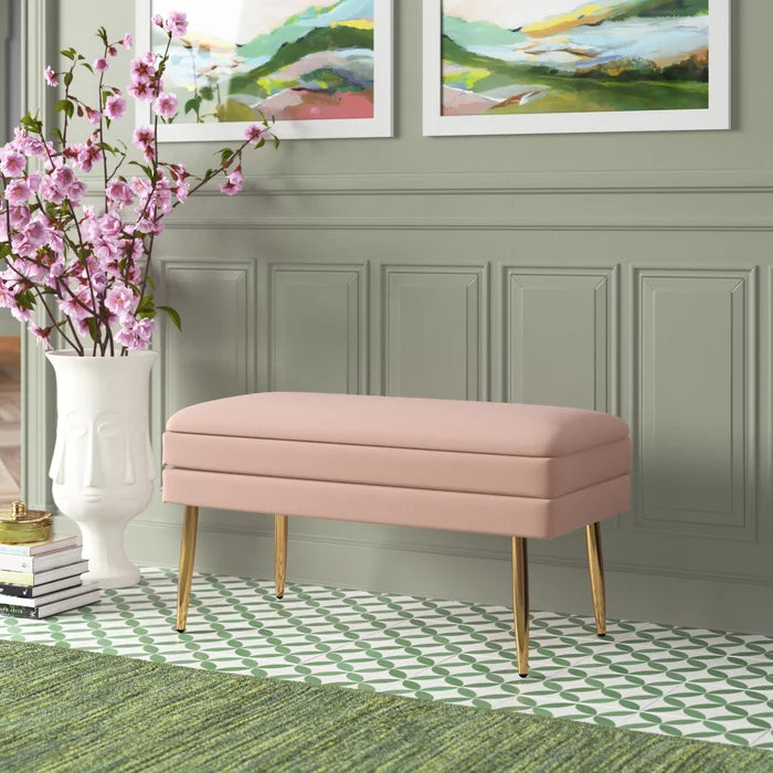Kiuen Polyester Upholstered Storage Bench - Wooden bazar