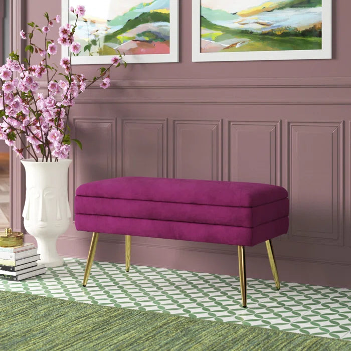 Kiuen Polyester Upholstered Storage Bench - Wooden bazar