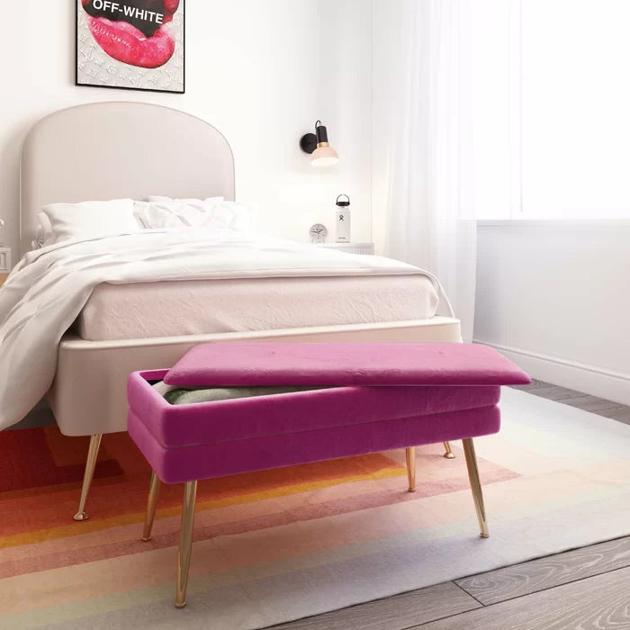 Kiuen Polyester Upholstered Storage Bench - Wooden bazar