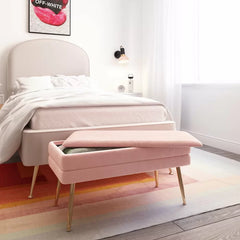 Kiuen Polyester Upholstered Storage Bench - Wooden bazar