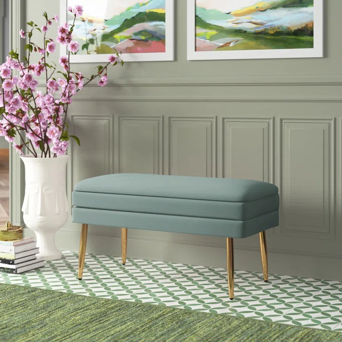 Kiuen Polyester Upholstered Storage Bench - Wooden bazar