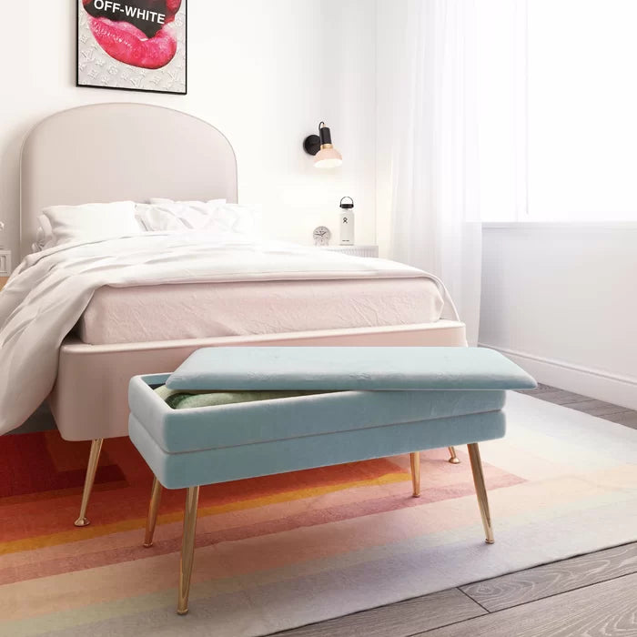 Kiuen Polyester Upholstered Storage Bench - Wooden bazar