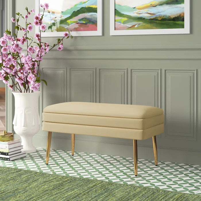 Kiuen Polyester Upholstered Storage Bench - Wooden bazar