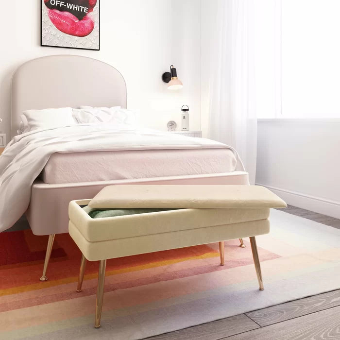 Kiuen Polyester Upholstered Storage Bench - Wooden bazar