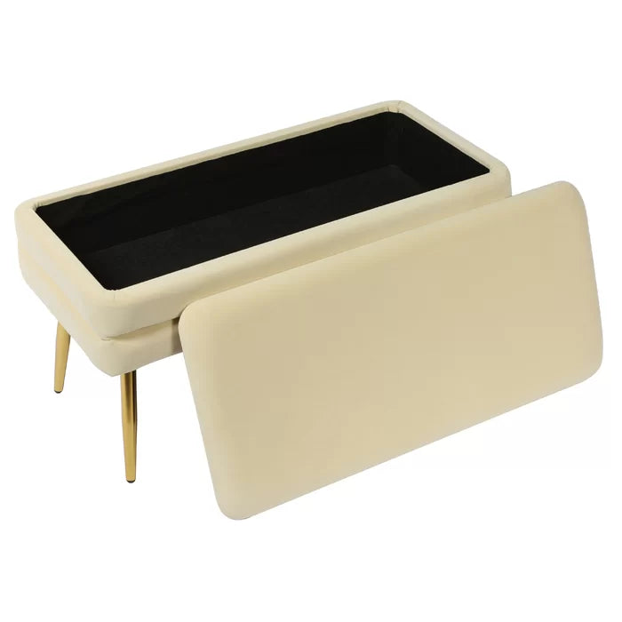 Kiuen Polyester Upholstered Storage Bench - Wooden bazar