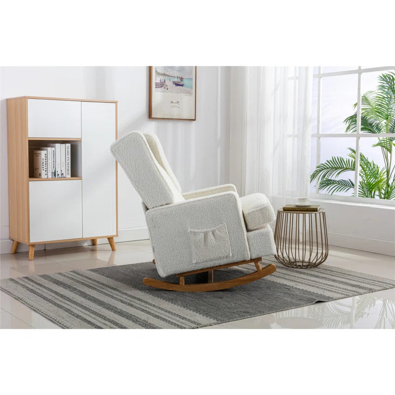 Ketwer Upholstered Velvet Rocking Chair with Sturdy Wood Base