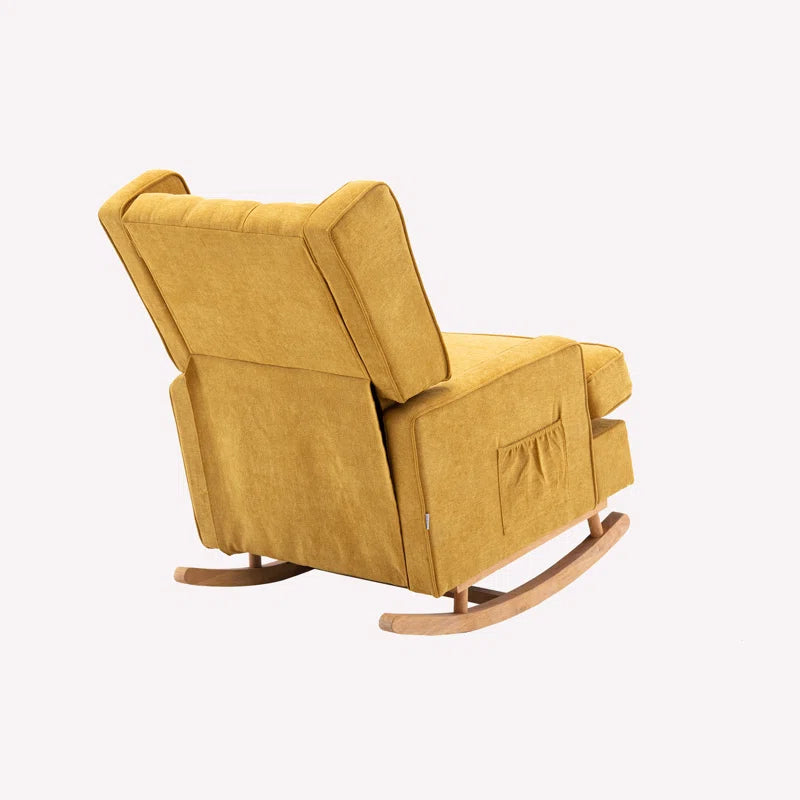 Ketwer Upholstered Velvet Rocking Chair with Sturdy Wood Base