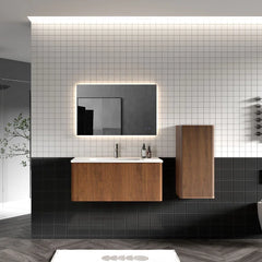 Wall-Mounted Single Bathroom Vanity with Ceramic Top, Modern Luxury Storage Cabinet – Eco-Friendly E1 for Small Spaces & Hotels