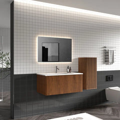 Wall-Mounted Single Bathroom Vanity with Ceramic Top, Modern Luxury Storage Cabinet – Eco-Friendly E1 for Small Spaces & Hotels