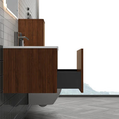 Wall-Mounted Single Bathroom Vanity with Ceramic Top, Modern Luxury Storage Cabinet – Eco-Friendly E1 for Small Spaces & Hotels