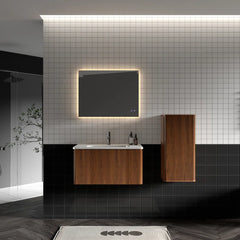 Wall-Mounted Single Bathroom Vanity with Ceramic Top, Modern Luxury Storage Cabinet – Eco-Friendly E1 for Small Spaces & Hotels