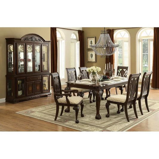 Elegant 8 Seater Luxury Dining Set With Extendable Solid Wood Top