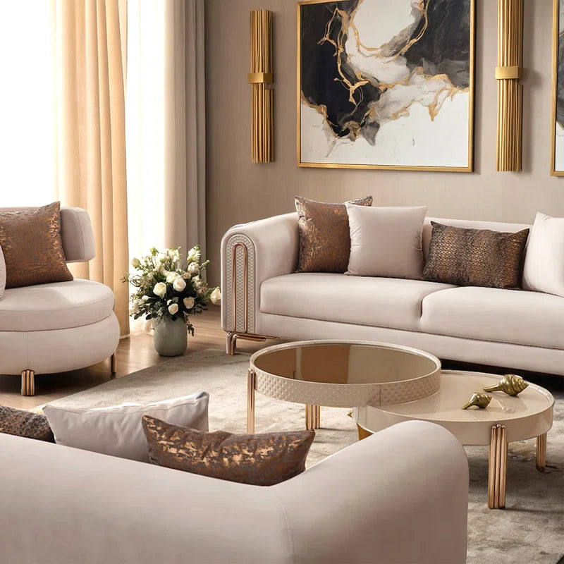 Hayyas 4 - Piece Velvet Living Room Luxury Sofa Set