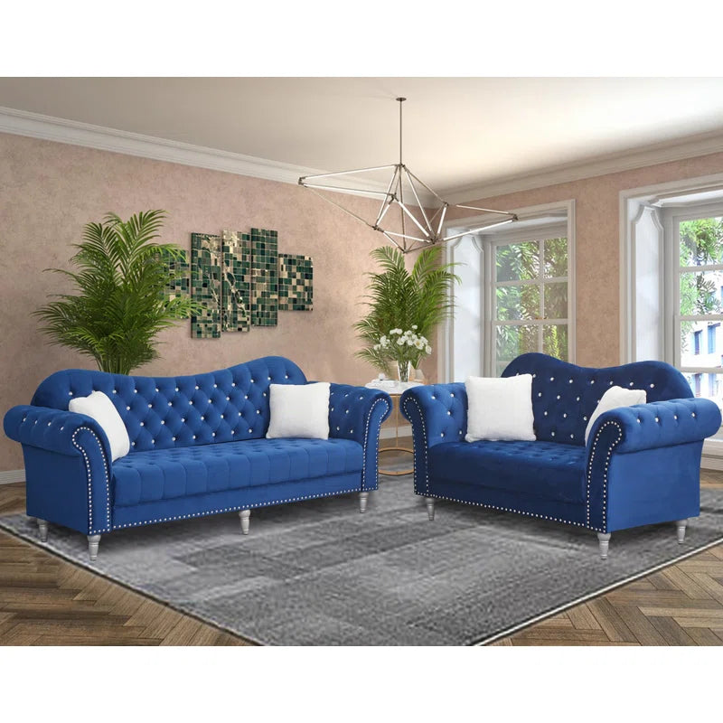 Hedere 2 - Piece Velvet Living Room Luxury Sofa Set
