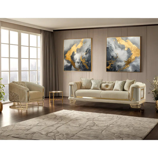 Heidelieseo 2 - Piece Velvet Living Room Luxury Sofa Set