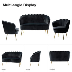 Hendrixo 3 - Piece Velvet Living Room Luxury Sofa Set
