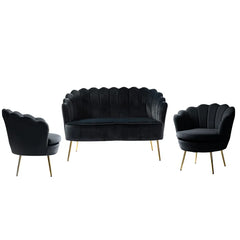 Hendrixo 3 - Piece Velvet Living Room Luxury Sofa Set