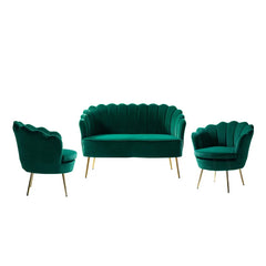 Hendrixo 3 - Piece Velvet Living Room Luxury Sofa Set