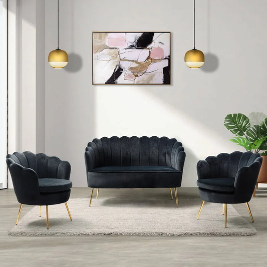 Hendrixo 3 - Piece Velvet Living Room Luxury Sofa Set
