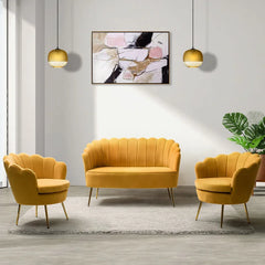 Hendrixo 3 - Piece Velvet Living Room Luxury Sofa Set