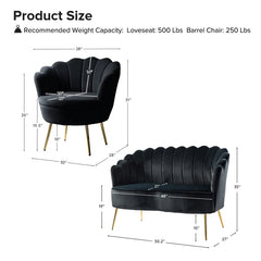 Hendrixo 3 - Piece Velvet Living Room Luxury Sofa Set